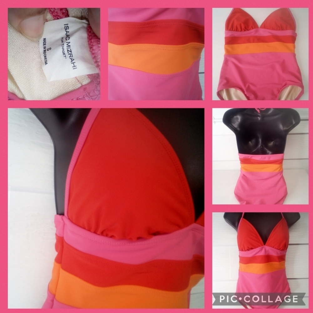 Pink, Orange and Red one piece swimsuit 4 - Picture 6 of 8